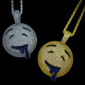 Iced-Out Diamond Emoji Pendant